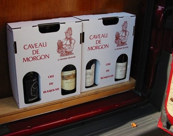boxes of wine in van
