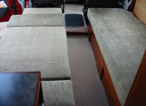 seats made up as two single beds