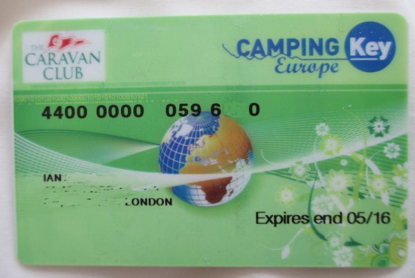 Camping Key Europe card.