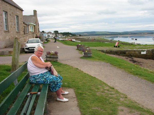 On a bench in Findhorn Bay