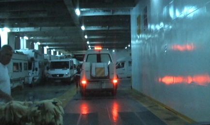 Camping on board Greek ferry