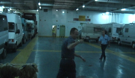 Camping on board Greek ferry