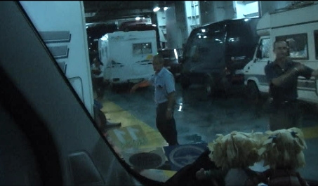 Camping on board Greek ferry
