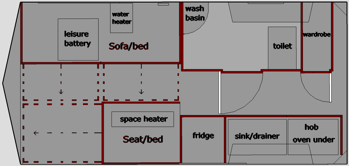 first layout of van interior