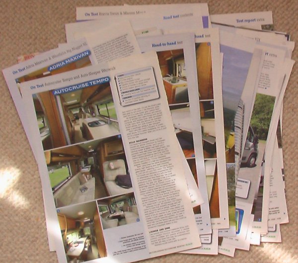 pages from articles on van conversions from motorhome mags