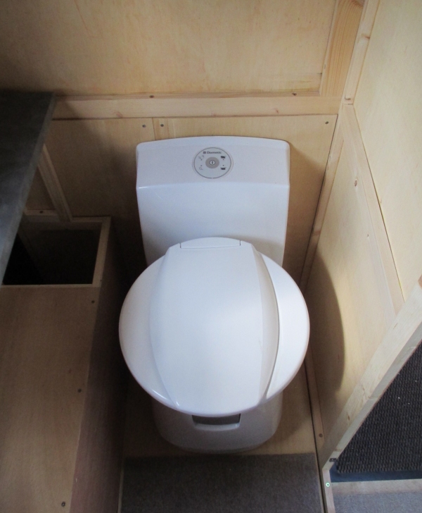 Dometic CTW 4110 swivel-bowl toilet in position