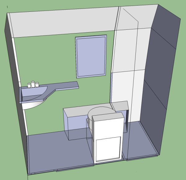 sketch of first version of washroom