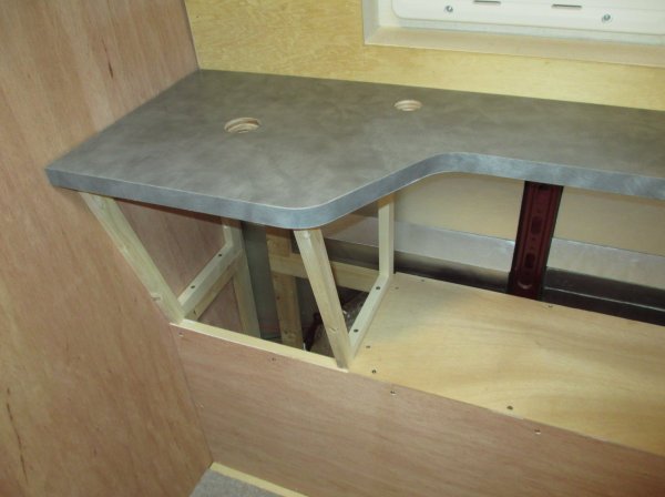 vanity unit laminated top at left-hand end