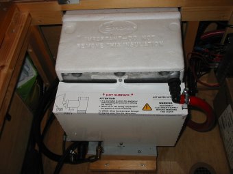 water heater in sofa bed box
