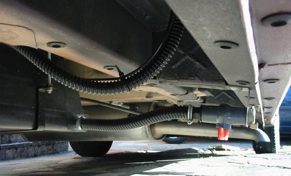 waste water tank drain hose and tap